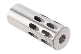 Forward Blow Compensator for .920" 10/22 Bull Barrel from Volquartsen has a stainless steel finish